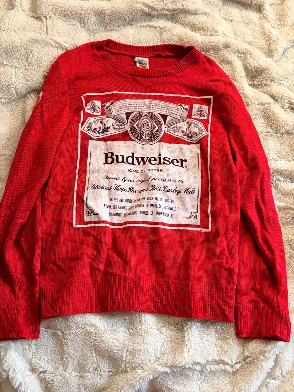 Budweiser Red and White Logo Crewneck Sweatshirt